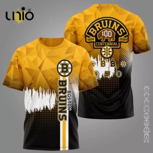 Limited Boston Bruins 100th Anniversary Yellow Logo Apparels Hoodie 3D