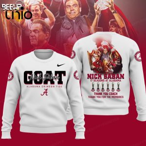 Nick Saban Coach – 17 Seasons At Alabama Crimson Tide White Memories Hoodie 3D