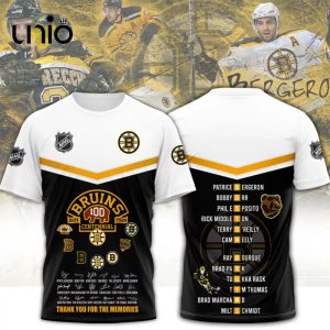 Boston Bruins Celebrating 100 Years Of Boston Bruins Hockey Black White Hoodie 3D