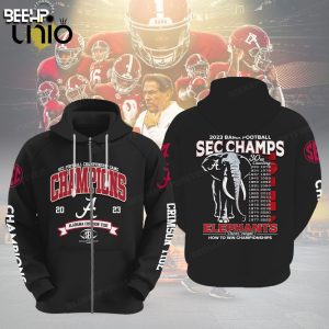 Alabama Crimson Tide 2023 SEC Football Black Game Champions Hoodie 3D