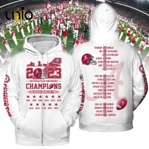 2023 Alabama Crimson Tide SEC Football Conference White Champions Hoodie 3D