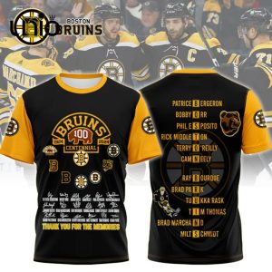 Boston Bruins Celebrating 100 Years Of Boston Bruins Black Hockey Hoodie 3D