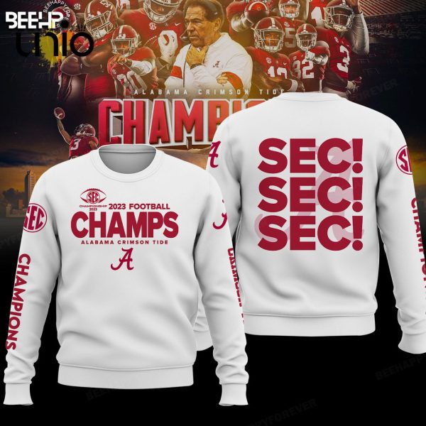 Alabama Crimson Tide 2023 SEC White Football Conference Champions Hoodie 3D