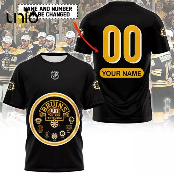 Boston Bruins Hockey Logo Custom Premium Black Hoodie 3D Limited