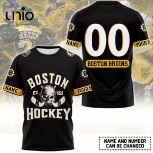 Boston Bruins Custom Name Number Hockey Black Shirt Hoodie 3D Limited