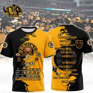 Limited Celebrating 100 Years Of Boston Bruins Hockey Yellow Hoodie 3D