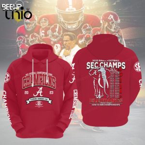 Alabama Crimson Tide 2023 SEC Football Game Champions Red Hoodie 3D