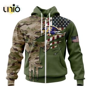 Custom NFL Baltimore Ravens Special Camo Design For Veterans Day Hoodie 3D