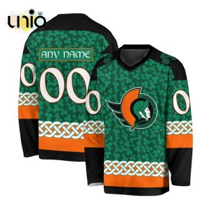 Custom NHL Ottawa Senators Special St.Patrick’s Day Design Vneck Long Sleeve