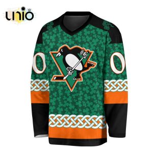 Custom NHL Pittsburgh Penguins Special St.Patrick’s Day Design Vneck Long Sleeve