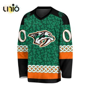 Custom NHL Nashville Predators Special St.Patrick’s Day Design Vneck Long Sleeve