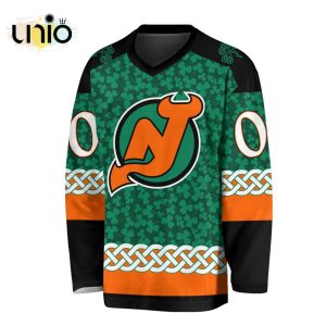 Custom NHL New Jersey Devils Special St.Patrick’s Day Design Vneck Long Sleeve