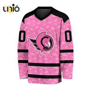 Custom NHL Ottawa Senators Special Pink V-neck Long Sleeve