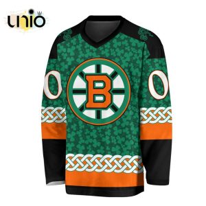 Custom NHL Boston Bruins Special St.Patrick’s Day Design Vneck Long Sleeve