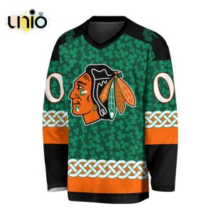 Custom NHL Chicago Blackhawks Special St.Patrick’s Day Design Vneck Long Sleeve