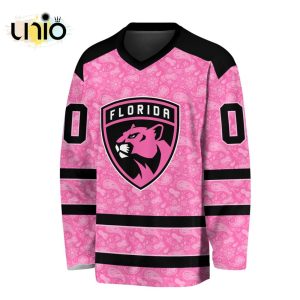 Custom NHL Florida Panthers Special Pink V-neck Long Sleeve