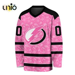 Custom NHL Tampa Bay Lightning Special Pink V-neck Long Sleeve