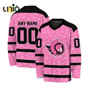 Custom NHL Ottawa Senators Special Pink V-neck Long Sleeve