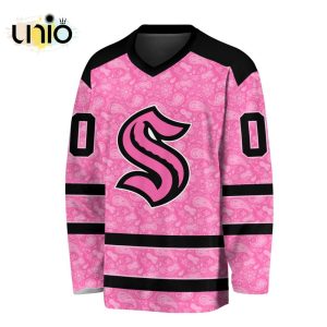 Custom NHL Seattle Kraken Special Pink V-neck Long Sleeve