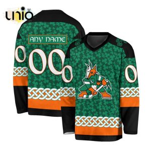 Custom NHL Arizona Coyotes Special St.Patrick’s Day Design Vneck Long Sleeve