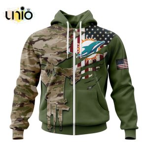 Custom NFL Miami Dolphins Special Camo Design For Veterans Day Hoodie 3D