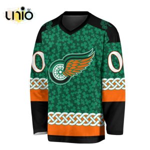 Custom NHL Detroit Red Wings Special St.Patrick’s Day Design Vneck Long Sleeve