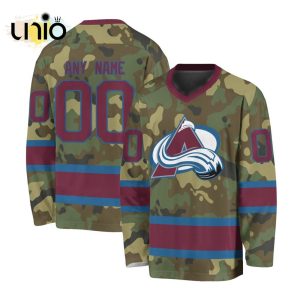 Custom NHL Colorado Avalanche Special Camo Design V-neck Long Sleeve