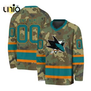 Custom NHL San Jose Sharks Special Camo Design V-neck Long Sleeve