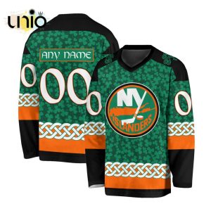 Custom NHL New York Islanders Special St.Patrick’s Day Design Vneck Long Sleeve