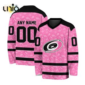 Custom NHL Carolina Hurricanes Special Pink V-neck Long Sleeve