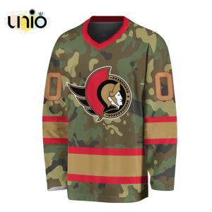 Custom NHL Ottawa Senators Special Camo Design V-neck Long Sleeve