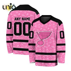 Custom NHL St. Louis Blues Special Pink V-neck Long Sleeve