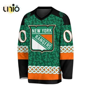 Custom NHL New York Rangers Special St.Patrick’s Day Design Vneck Long Sleeve