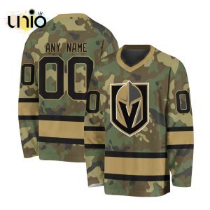 Custom NHL Vegas Golden Knights Special Camo Design V-neck Long Sleeve