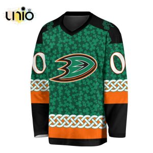 Custom NHL Anaheim Ducks Special St.Patrick’s Day Design Vneck Long Sleeve