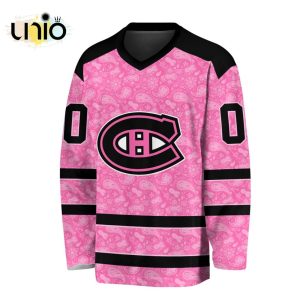 Custom NHL Montreal Canadiens Special Pink V-neck Long Sleeve