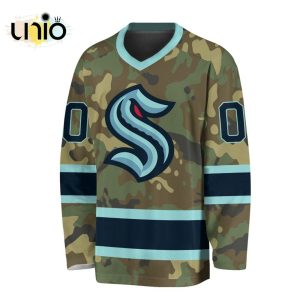 Custom NHL Seattle Kraken Special Camo Design V-neck Long Sleeve