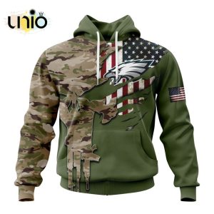 Custom NFL Philadelphia Eagles Special Camo Design For Veterans Day Hoodie 3D