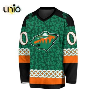 Custom NHL Minnesota Wild Special St.Patrick’s Day Design Vneck Long Sleeve