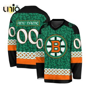 Custom NHL Boston Bruins Special St.Patrick’s Day Design Vneck Long Sleeve