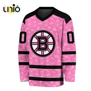 Custom NHL Boston Bruins Special Pink V-neck Long Sleeve