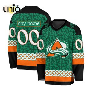 Custom NHL Colorado Avalanche Special St.Patrick’s Day Design Vneck Long Sleeve