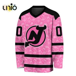 Custom NHL New Jersey Devils Special Pink V-neck Long Sleeve