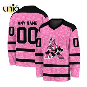 Custom NHL Arizona Coyotes Special Pink V-neck Long Sleeve
