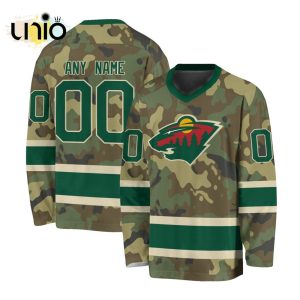 Custom NHL Minnesota Wild Special Camo Design V-neck Long Sleeve