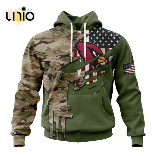 Custom NFL Arizona Cardinals Special Camo Design For Veterans Day Hoodie 3D