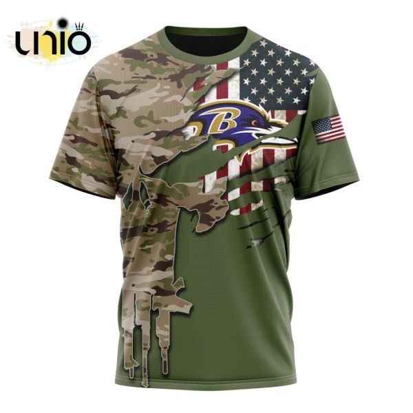 Custom NFL Baltimore Ravens Special Camo Design For Veterans Day Hoodie 3D