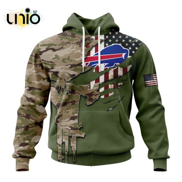 Custom NFL Buffalo Bills Special Camo Design For Veterans Day Hoodie 3D