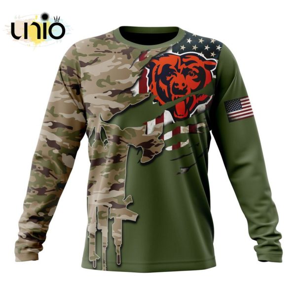 Custom NFL Chicago Bears Special Camo Design For Veterans Day Hoodie 3D