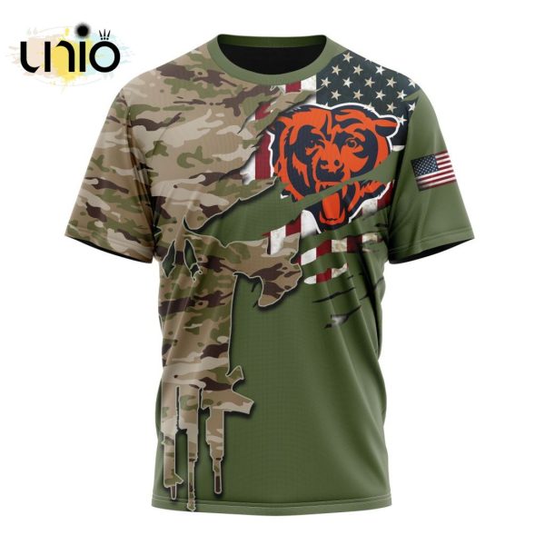 Custom NFL Chicago Bears Special Camo Design For Veterans Day Hoodie 3D